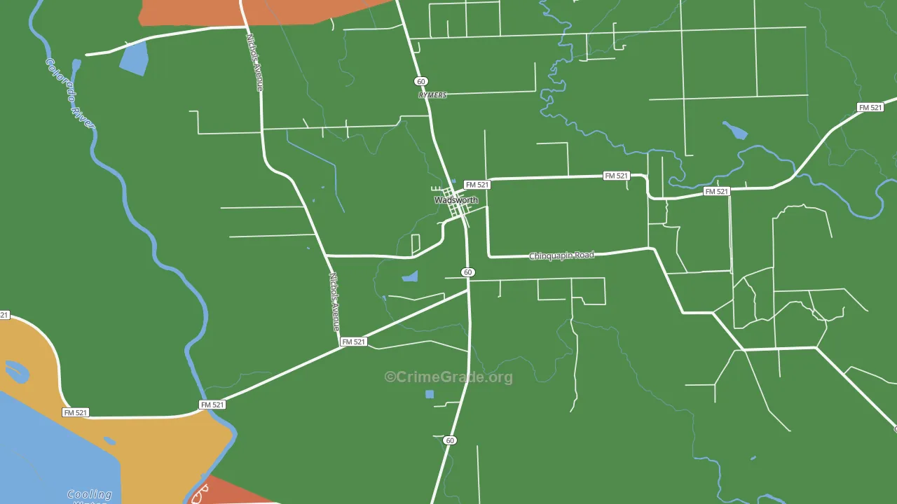 Wadsworth, TX Map of Theft Rates