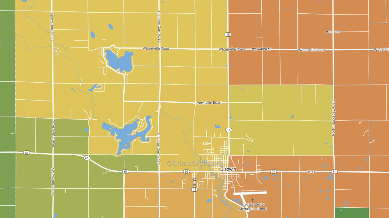 Wagarville, MI Map of Theft Rates