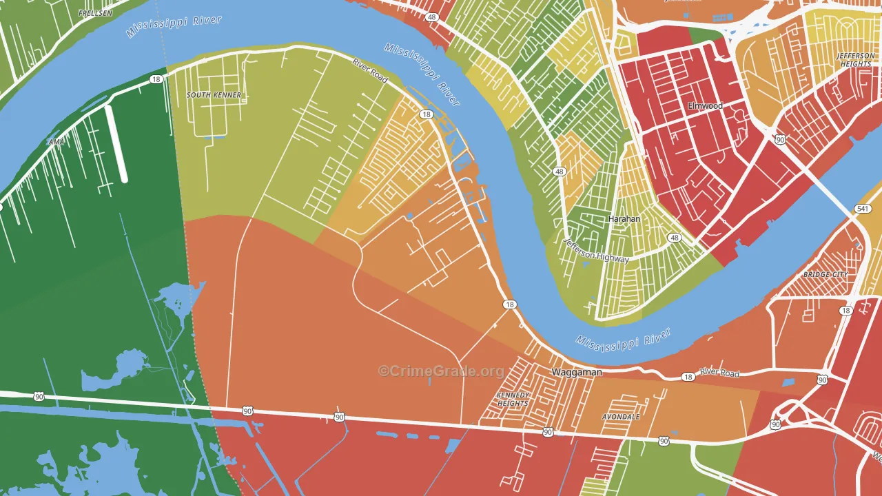 Waggaman, LA Map of Theft Rates
