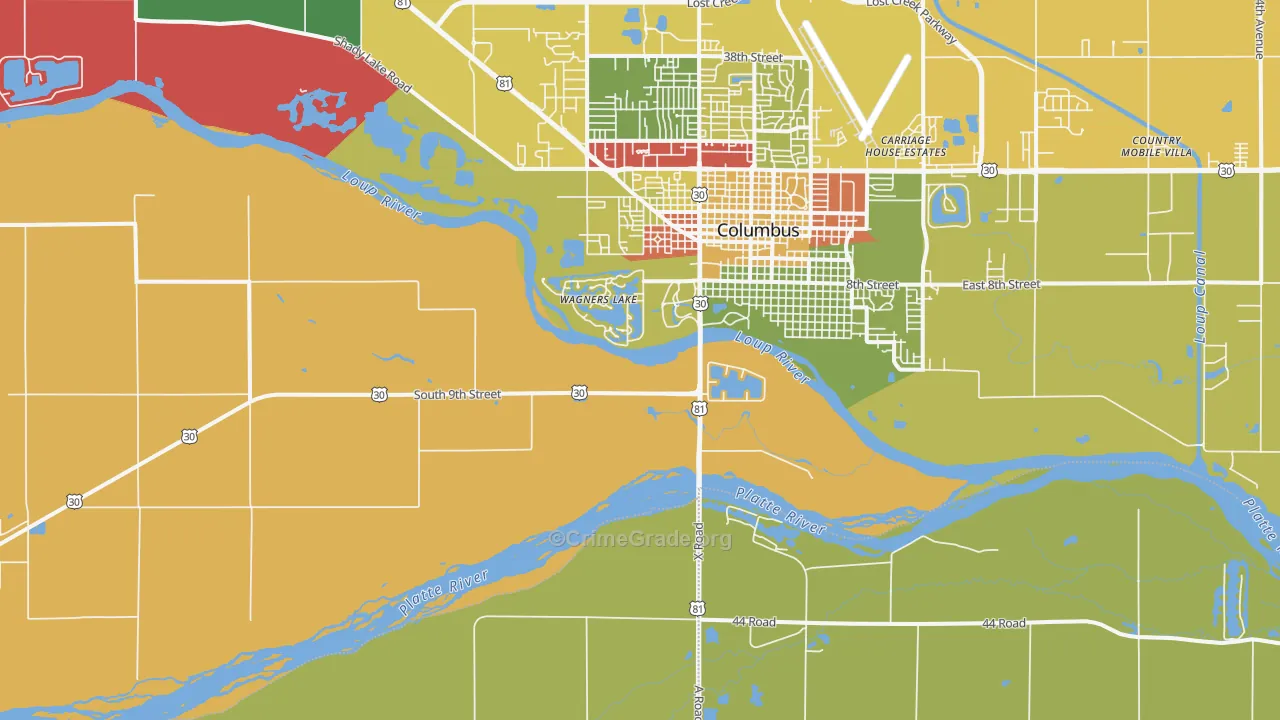 Wagners Lake, NE Map of Theft Rates