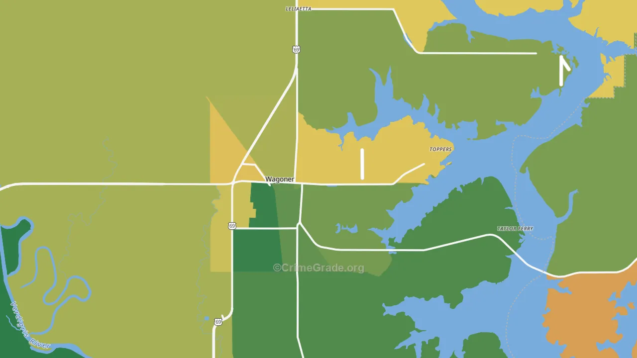 Wagoner, OK Map of Theft Rates
