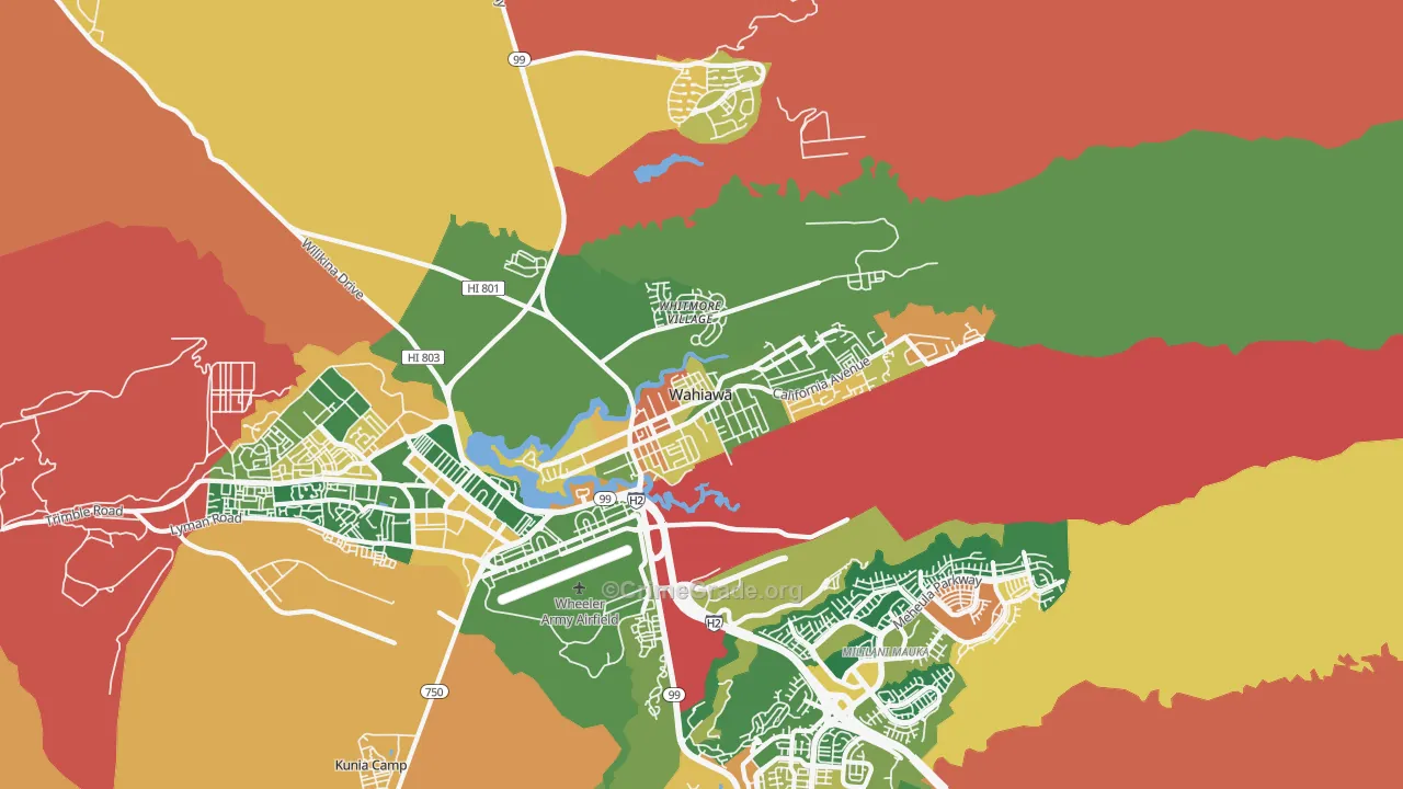 Wahiawa, HI Map of Theft Rates