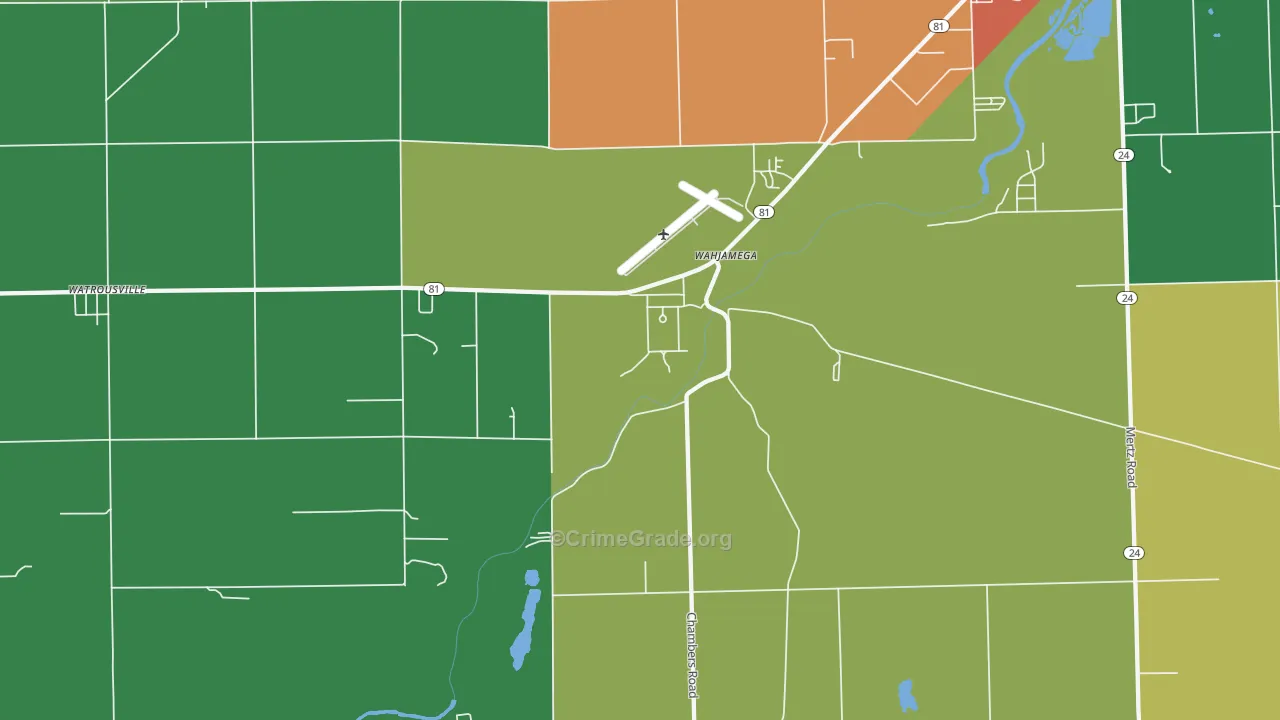 Wahjamega, MI Map of Theft Rates