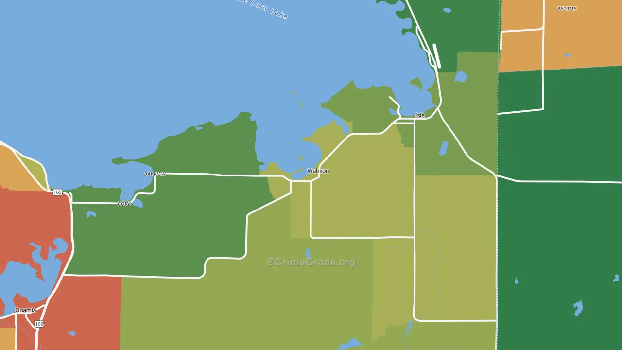 Wahkon, MN Map of Theft Rates