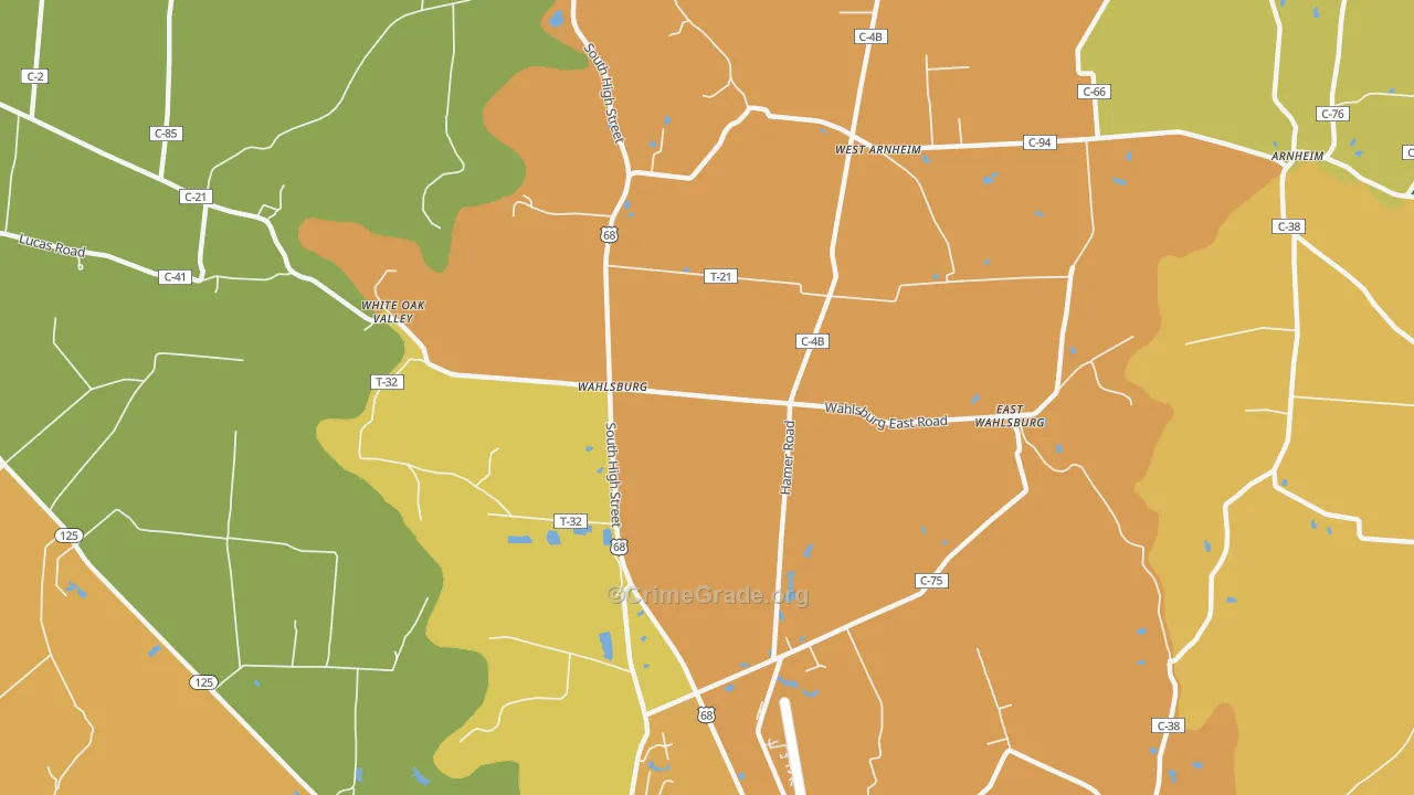Wahlsburg, OH Map of Theft Rates