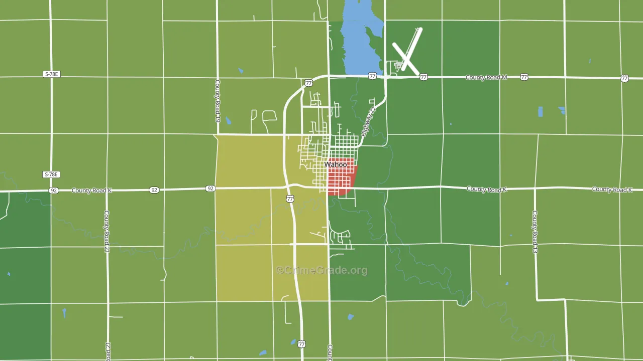Wahoo, NE Map of Theft Rates