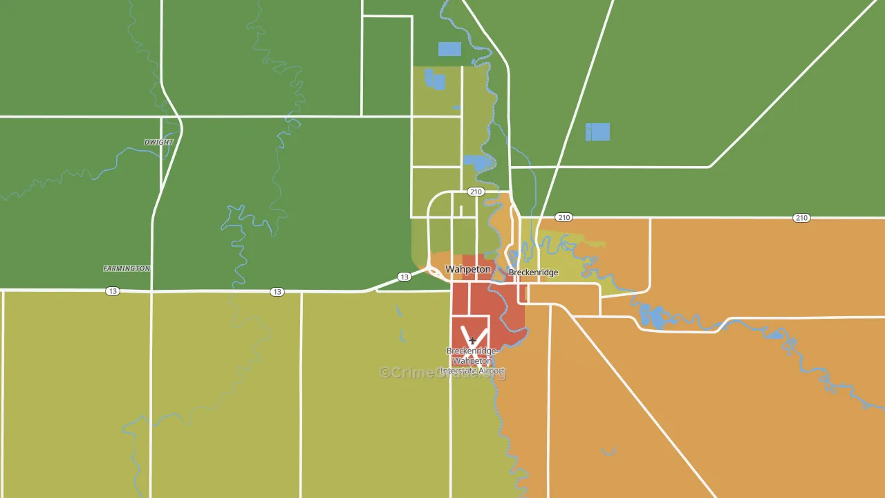 Wahpeton, ND Map of Theft Rates