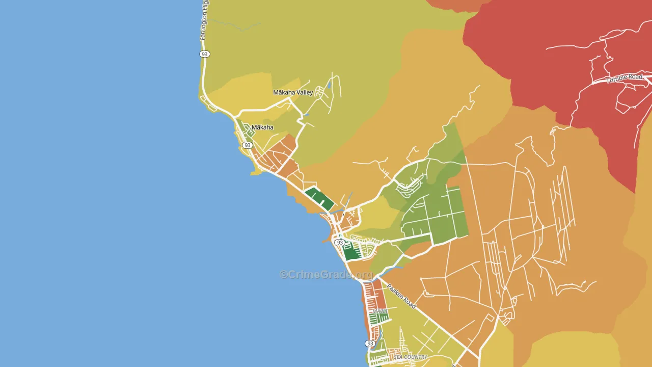 Waianae, HI Map of Theft Rates