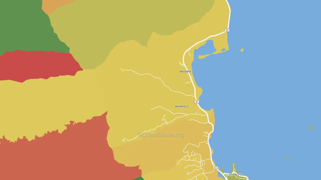 Waikane, HI Map of Theft Rates