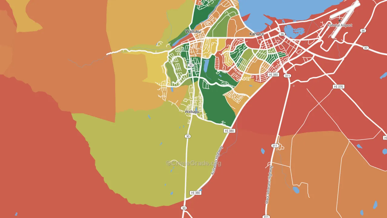 Waikapu, HI Map of Theft Rates