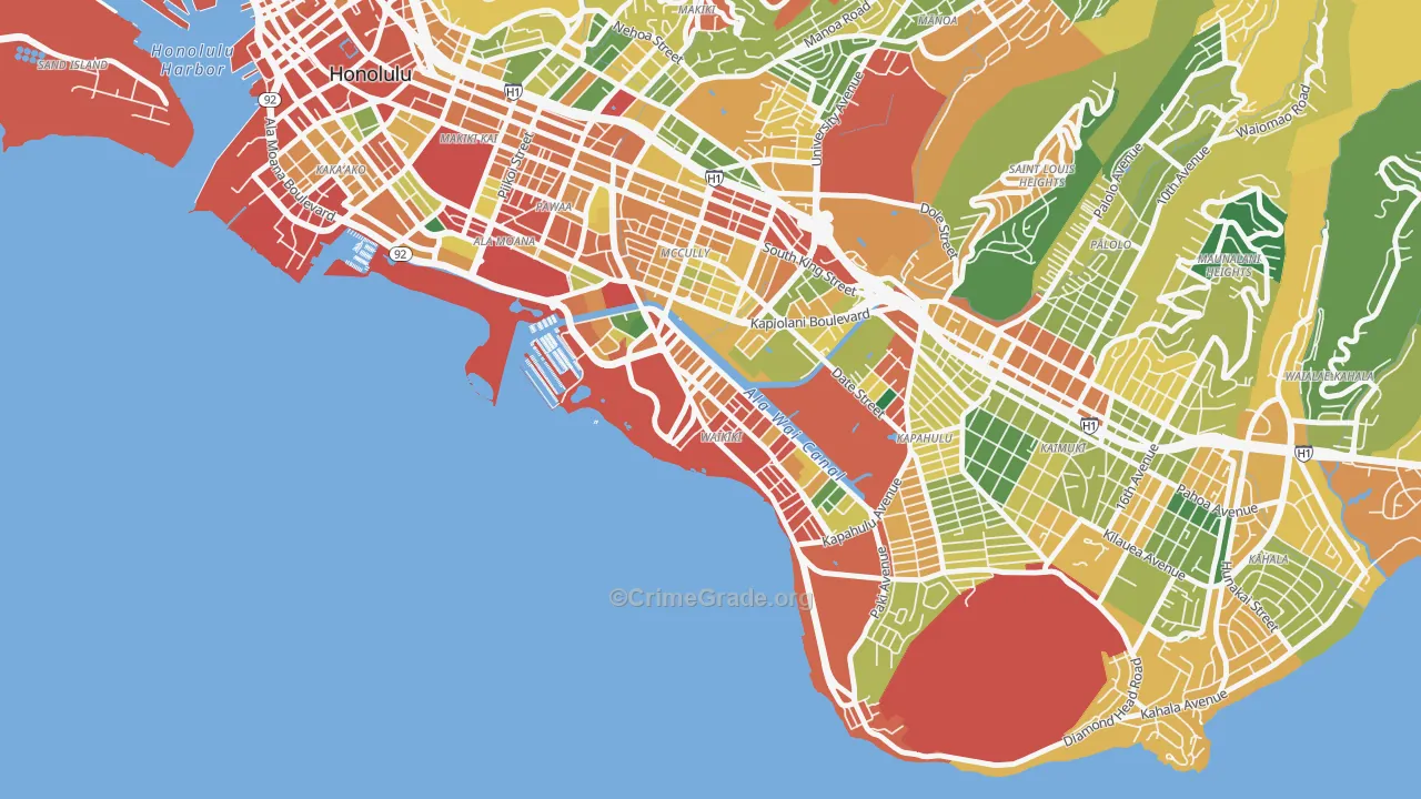 Waikiki, Honolulu, HI Map of Theft Rates