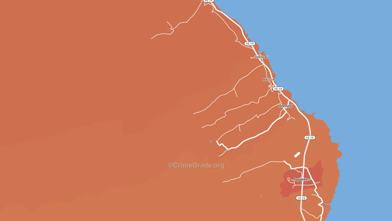 Wailea, HI Map of Theft Rates