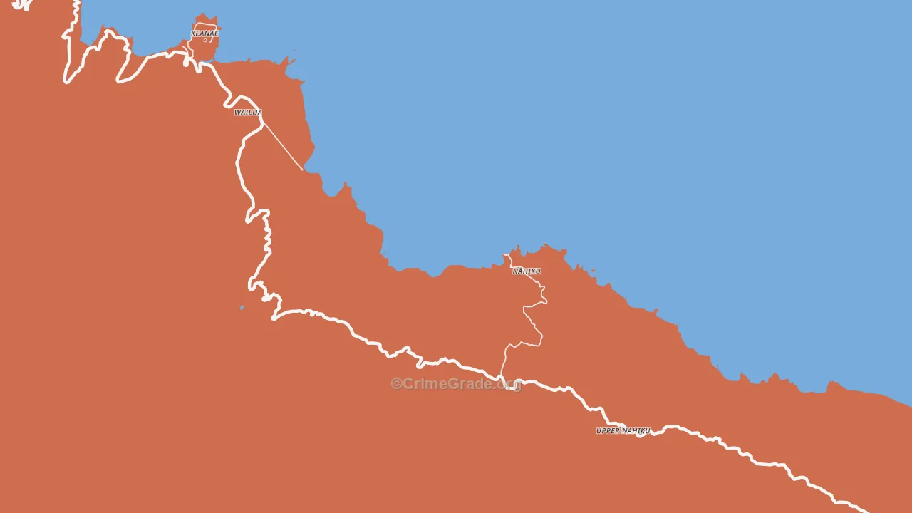 Wailua, HI Map of Theft Rates