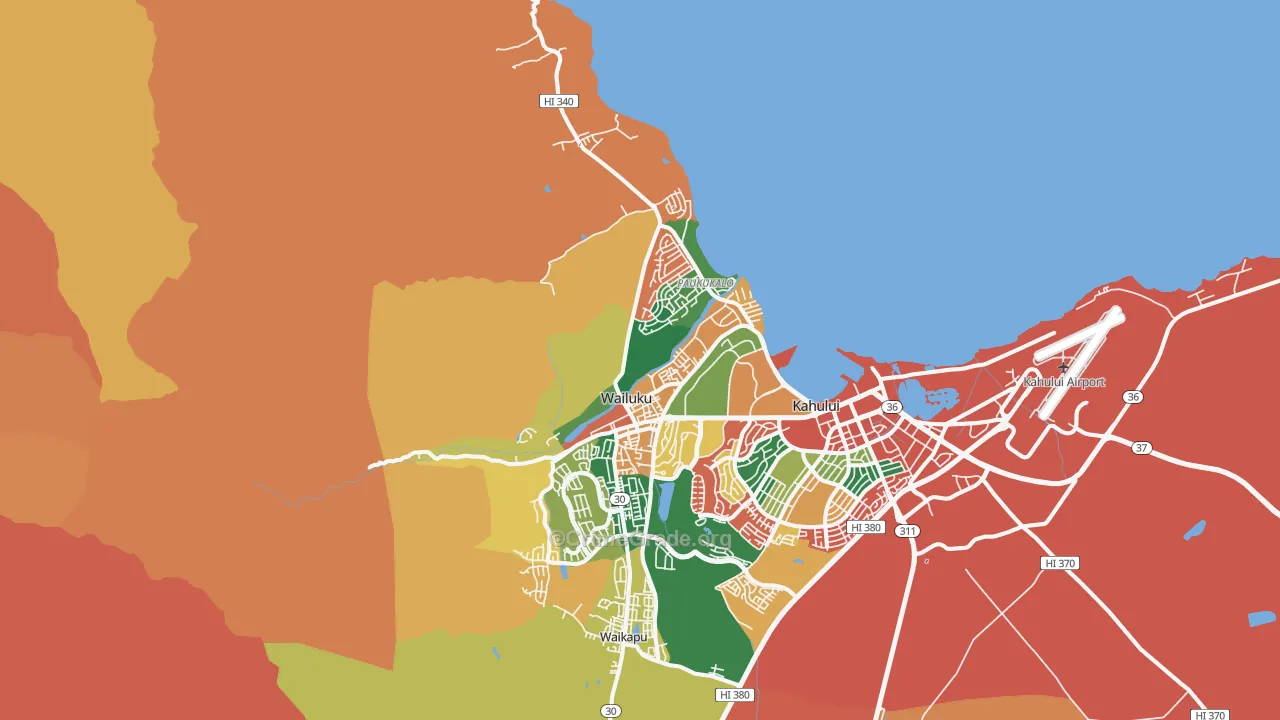 Wailuku, HI Map of Theft Rates
