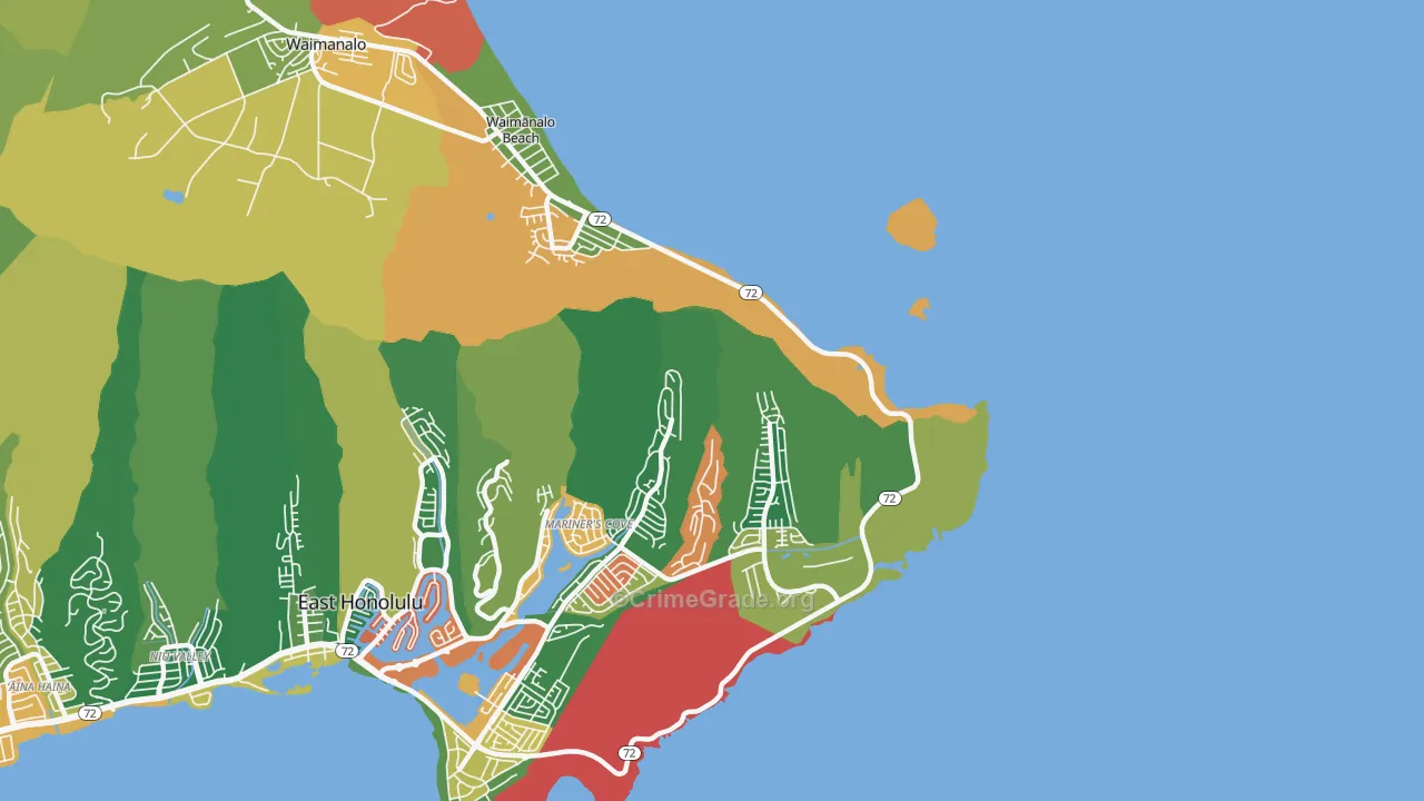 Waimanalo Beach, HI Map of Theft Rates