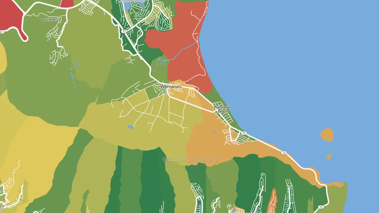 Waimanalo, HI Map of Theft Rates