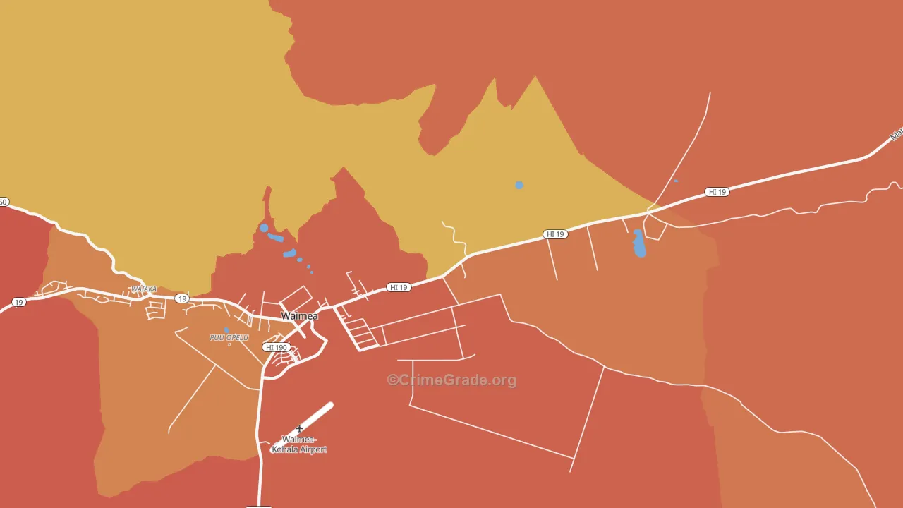 Waimea, HI Map of Theft Rates