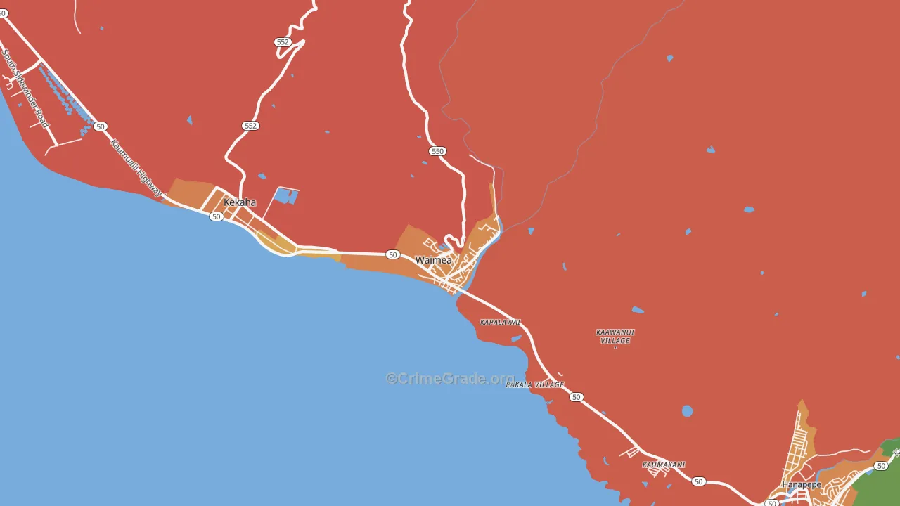 Waimea Kauai, HI Map of Theft Rates