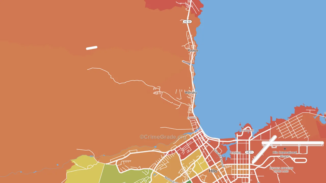 Wainaku, HI Map of Theft Rates