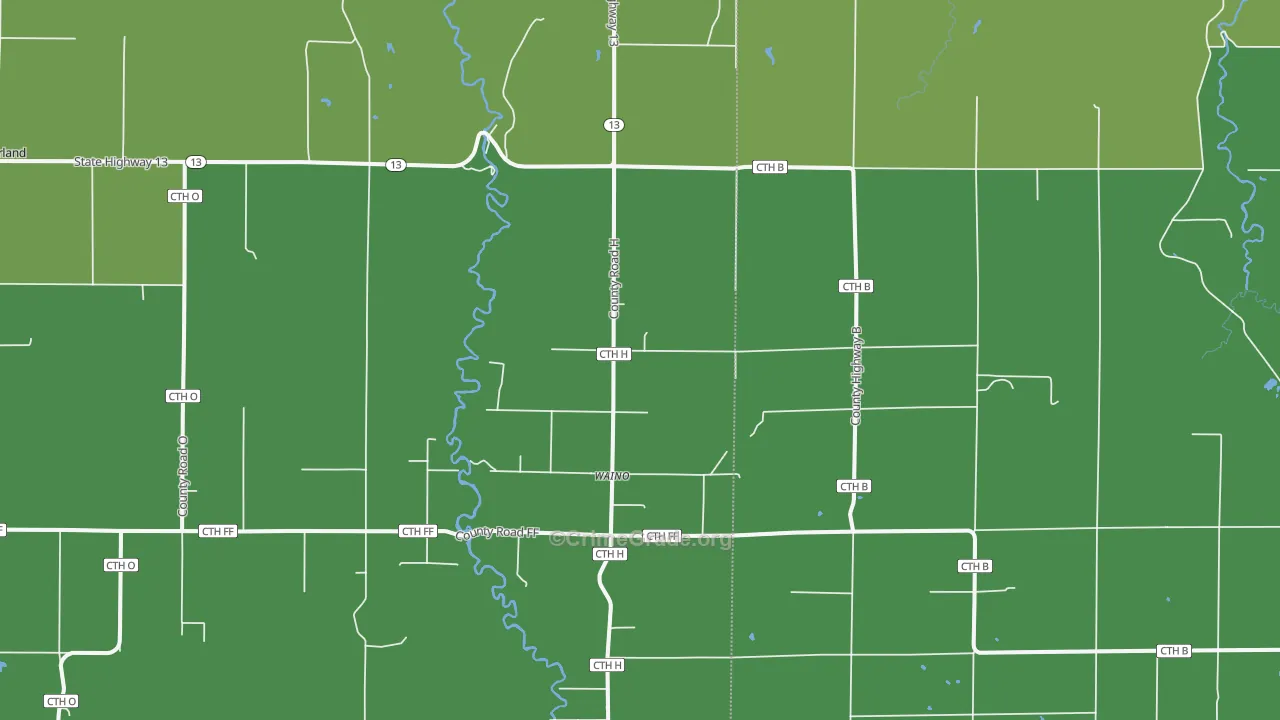 Waino, WI Map of Theft Rates