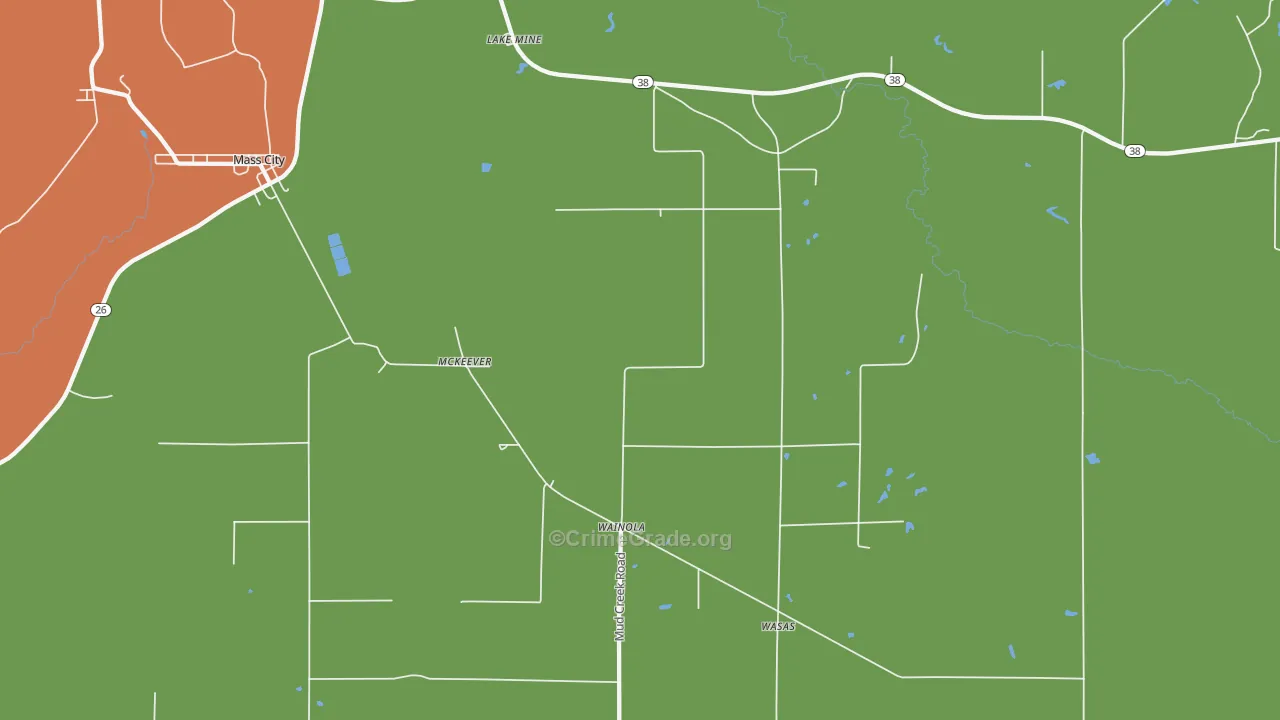 Wainola, MI Map of Theft Rates