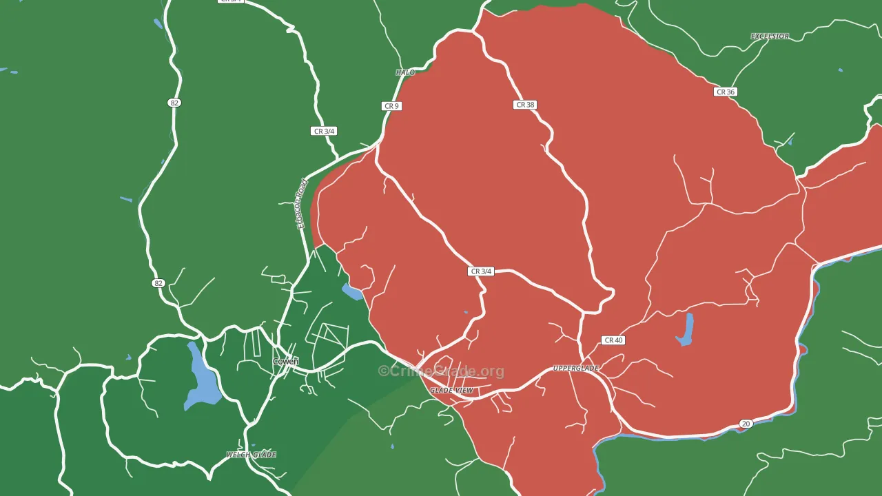 Wainville, WV Map of Theft Rates