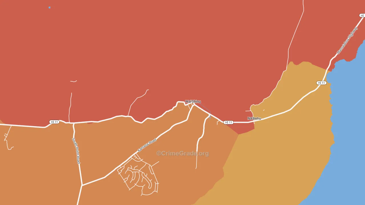 Waiohinu, HI Map of Theft Rates