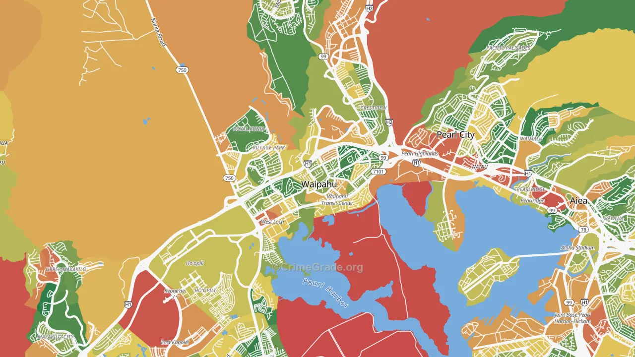 Waipahu, HI Map of Theft Rates