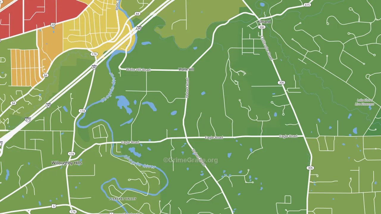 Waite Hill, OH Map of Theft Rates