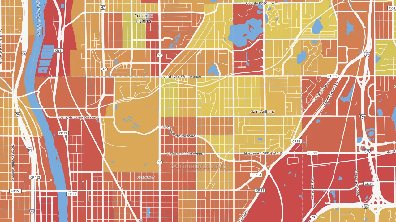 Waite Park, Minneapolis, MN Map of Theft Rates