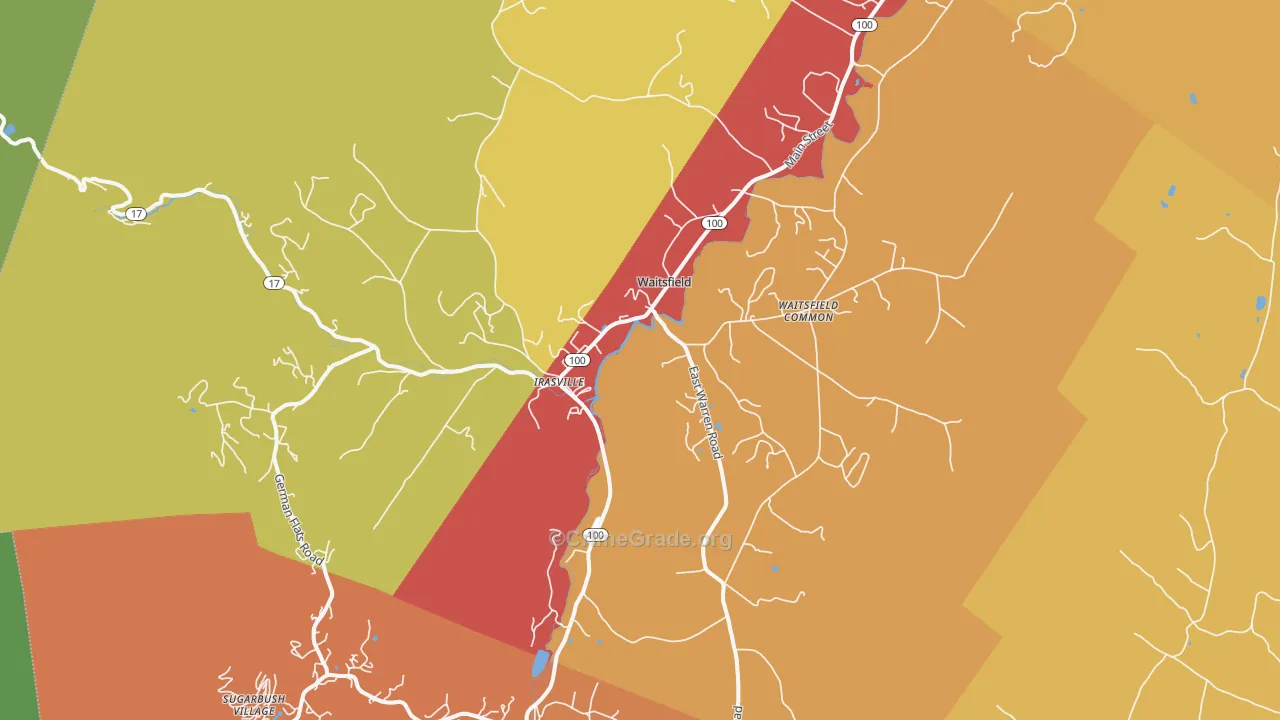 Waitsfield, VT Map of Theft Rates