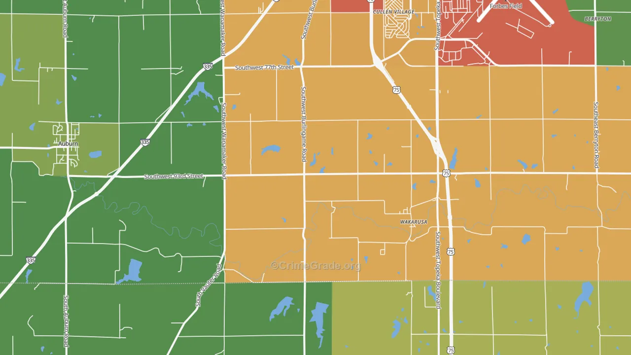 Wakarusa, KS Map of Theft Rates