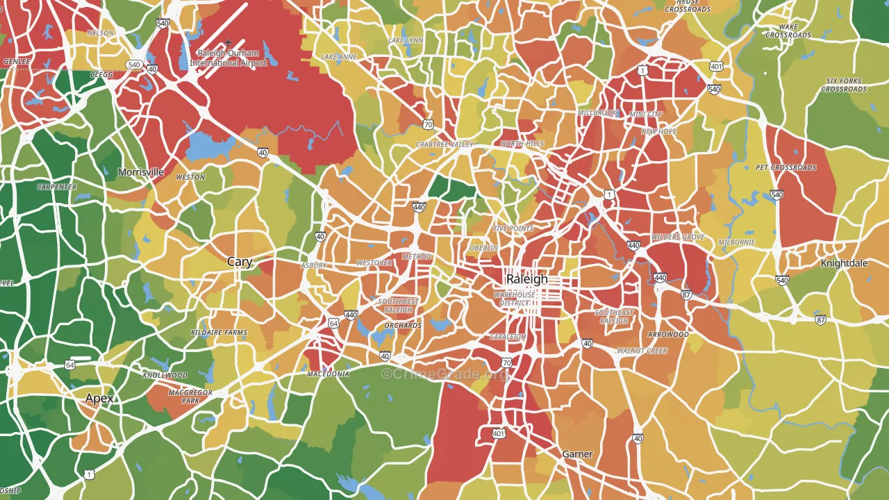 Wake County, NC Map of Theft Rates