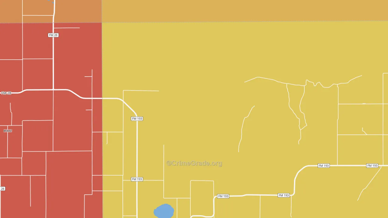 Wake, TX Map of Theft Rates