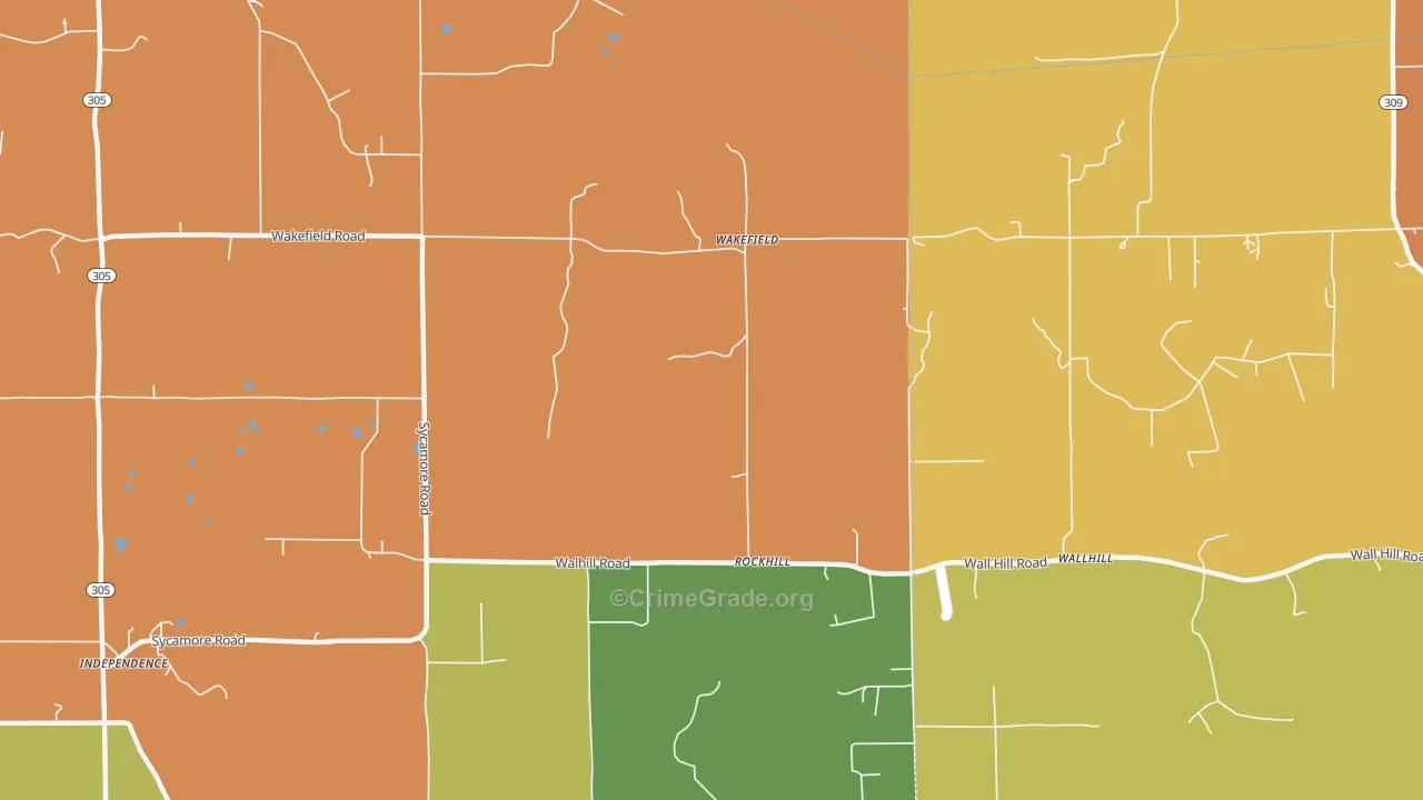 Wakefield, MS Map of Theft Rates
