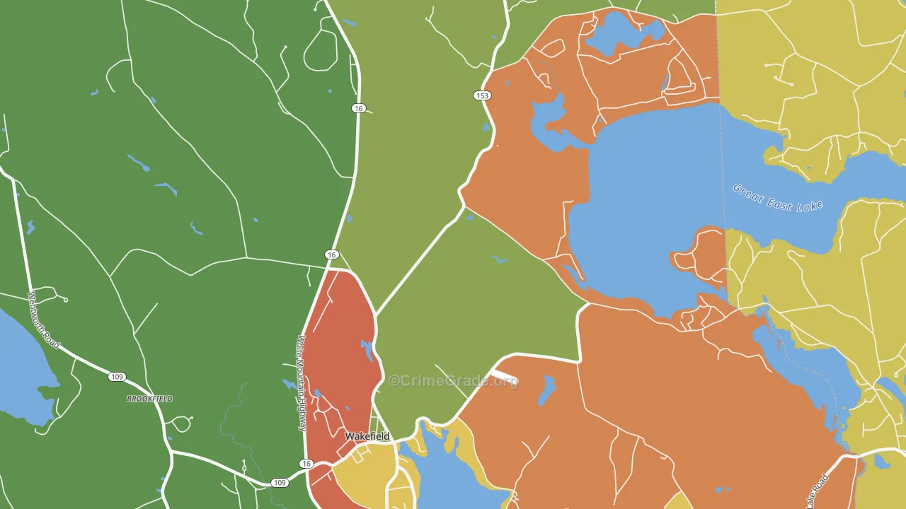 Wakefield, NH Map of Theft Rates