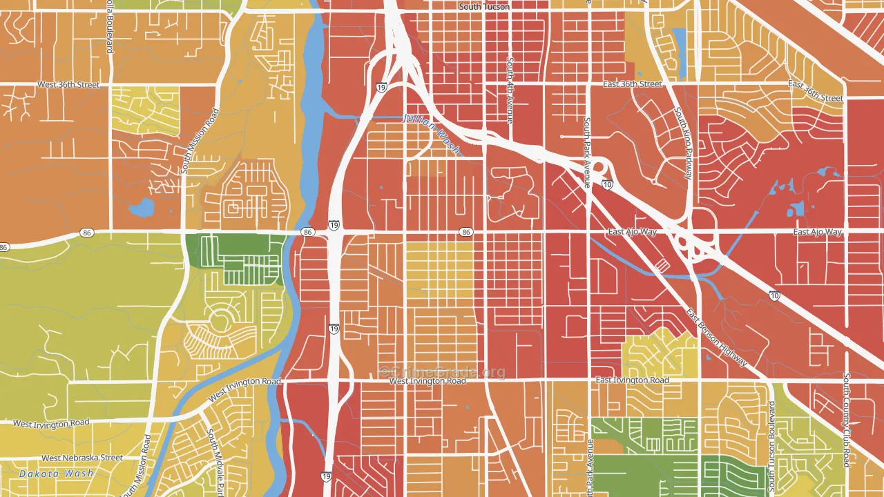 Wakefield, Tucson, AZ Map of Theft Rates