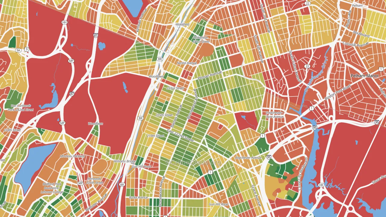 Wakefield-Williamsbridge, Bronx, NY Map of Theft Rates