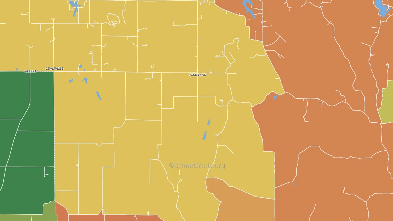 Wakeland, IN Map of Theft Rates