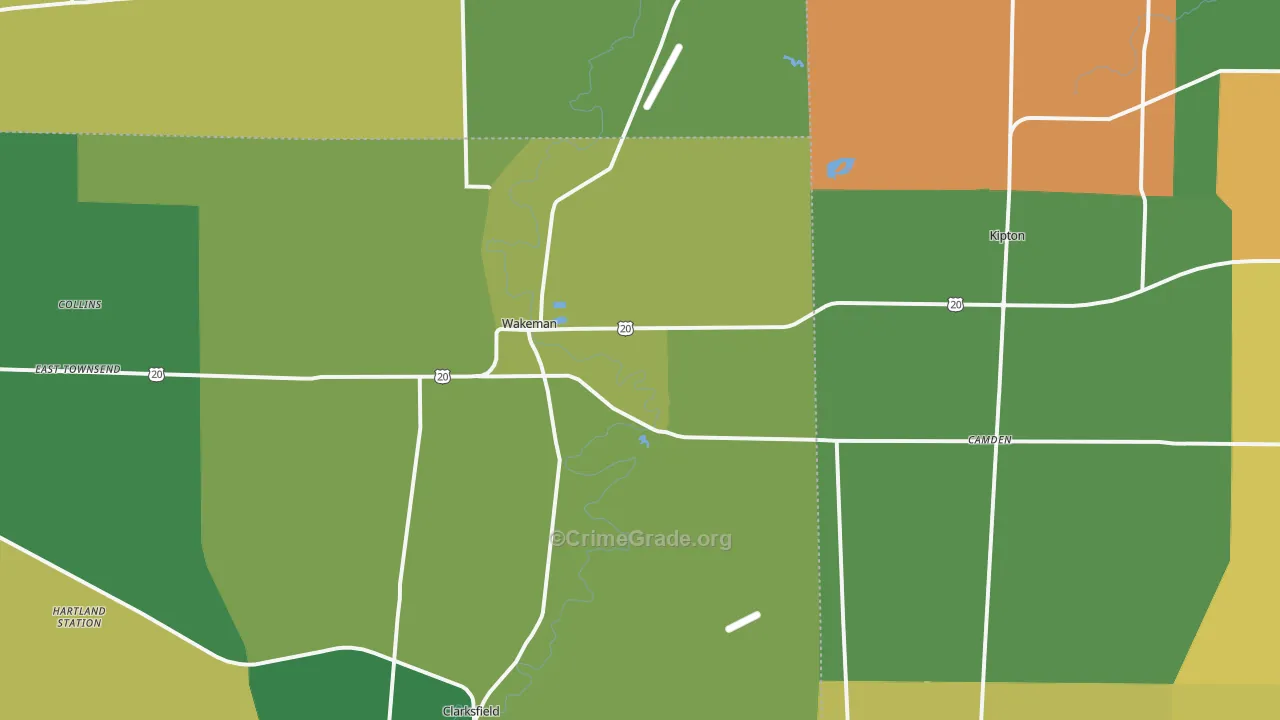 Wakeman, OH Map of Theft Rates