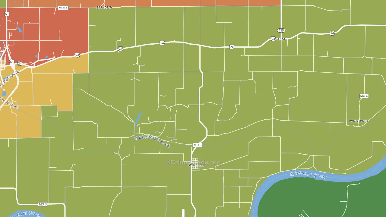 Wakenda, MO Map of Theft Rates