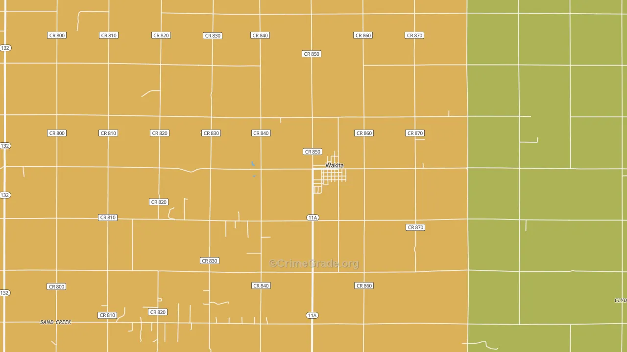 Wakita, OK Map of Theft Rates