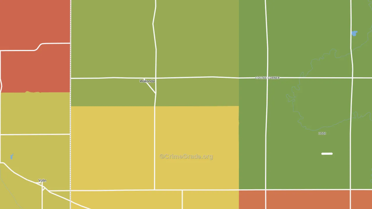 Wakonda, SD Map of Theft Rates