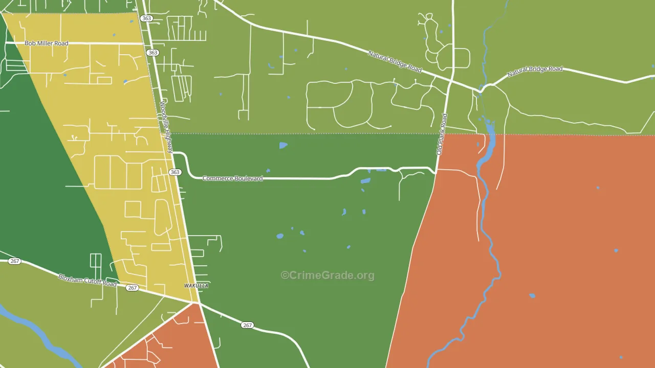 Wakulla, FL Map of Theft Rates