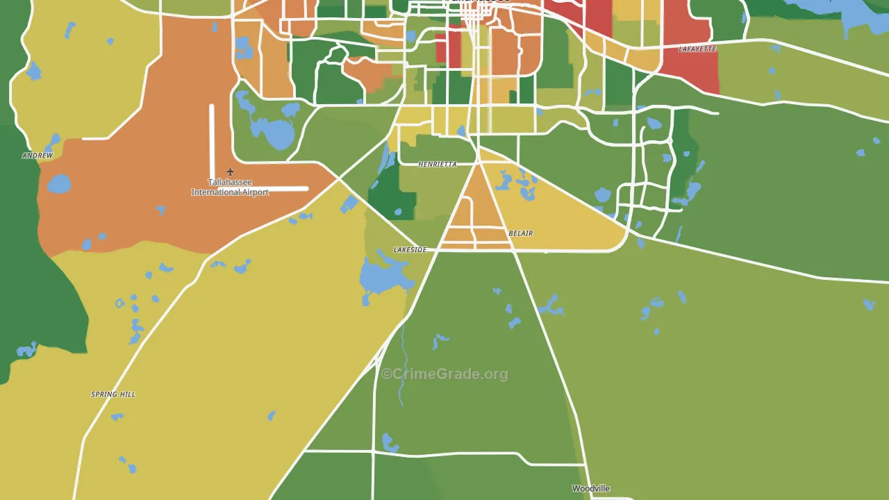 Wakulla Springs, FL Map of Theft Rates