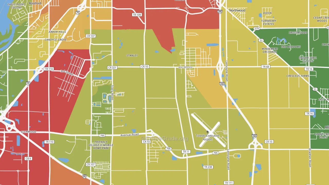 Walbridge, OH Map of Theft Rates