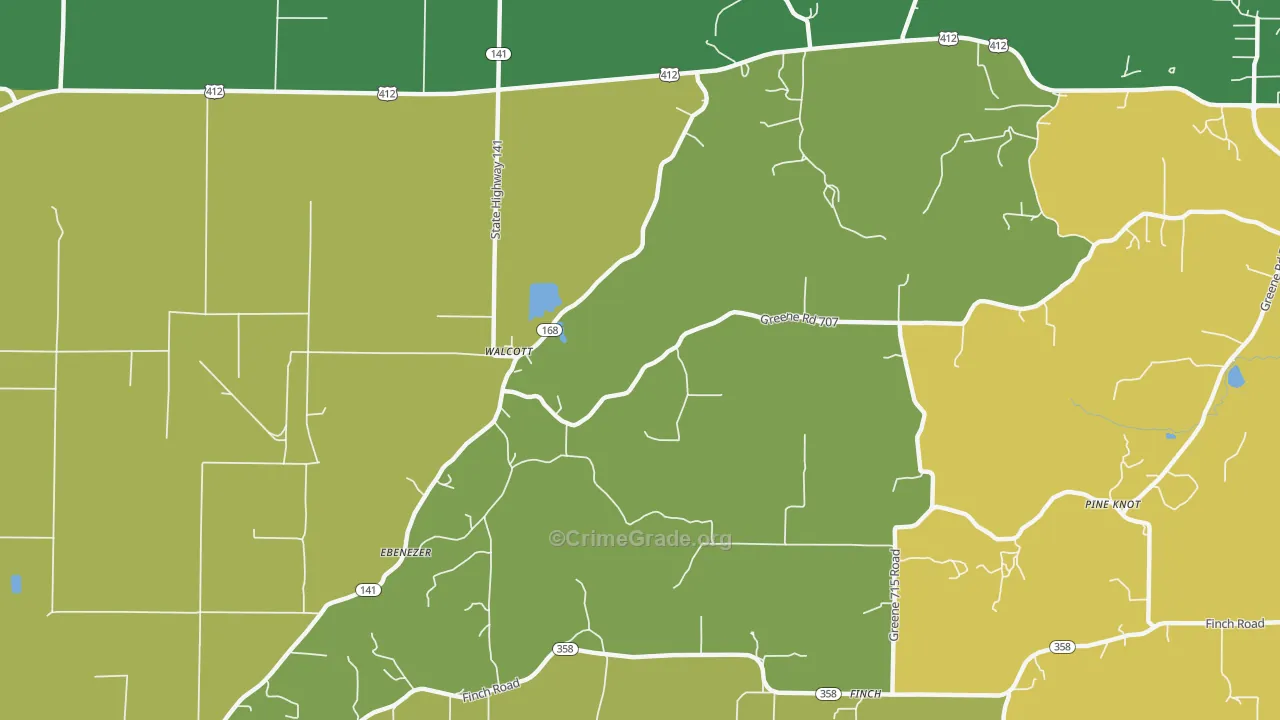 Walcott, AR Map of Theft Rates