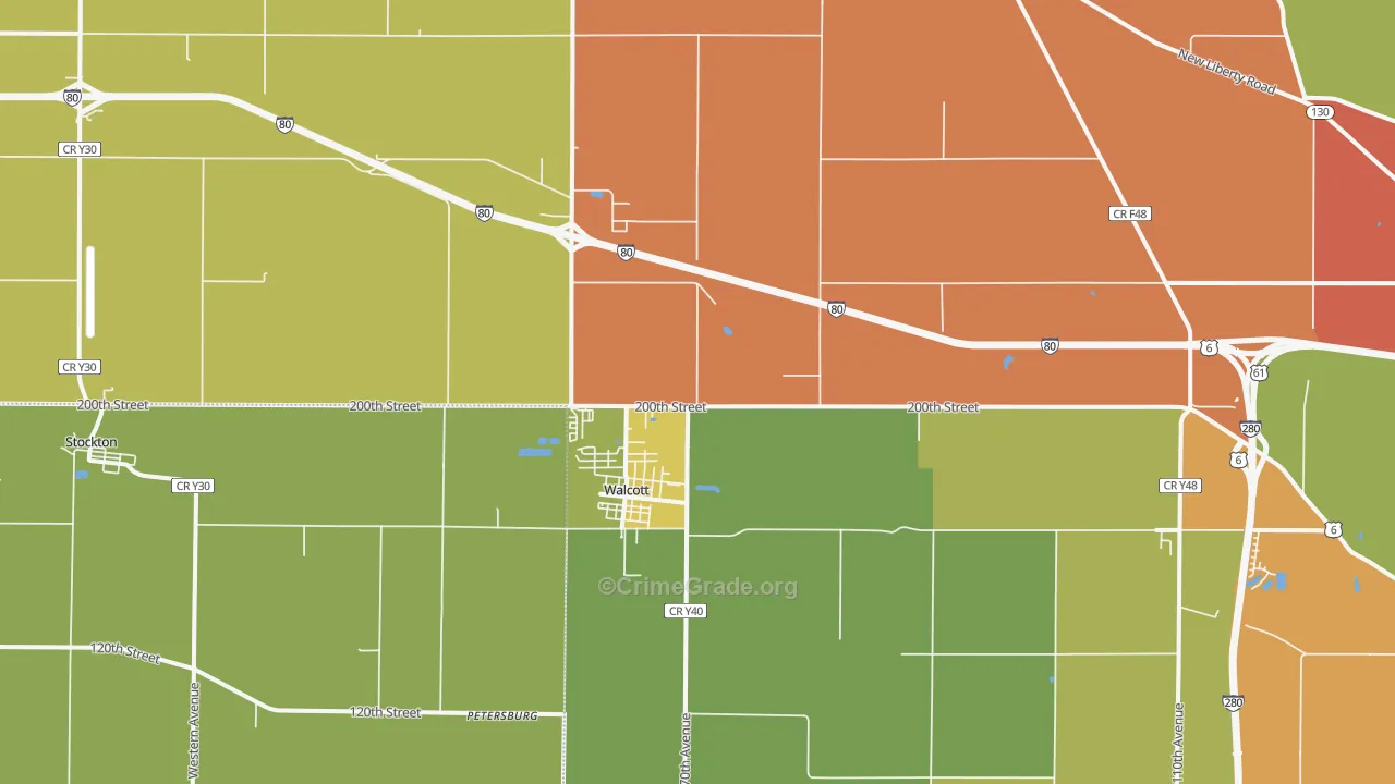 Walcott, IA Map of Theft Rates