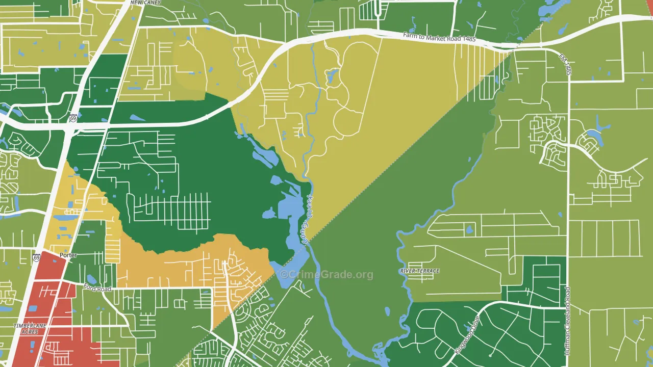 Walden Woods, TX Map of Theft Rates