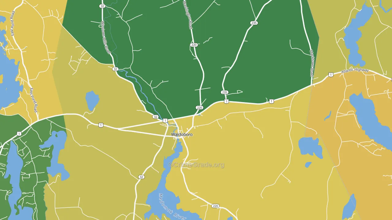 Waldoboro, ME Map of Theft Rates